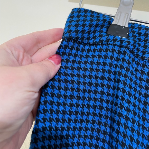 Hush Zuri Blue Black Houndstooth Check Ruffle Frill Wrap Skirt Size 10 Midi - Picture 4 of 9